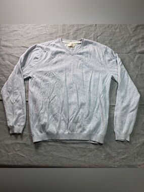 Weatherproof Vintage Mens V-Neck Sweater Size M Grey Cotton Cashmere Blend Soft
